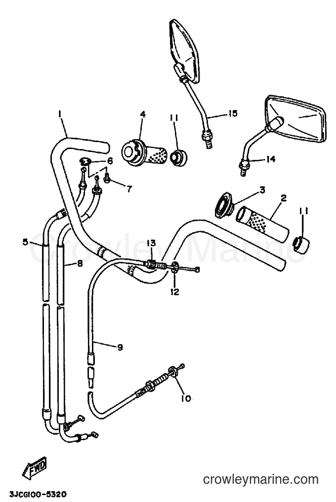 Yamaha Motors XV535 (3JCJ) [010] - STEERING HANDLE & CABLE