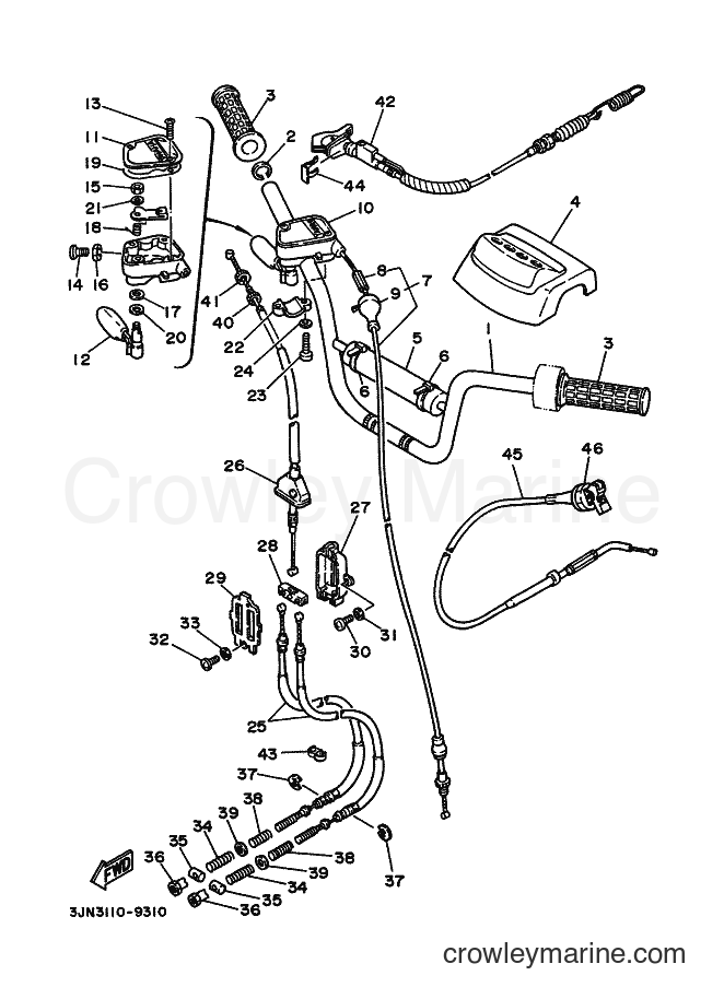 1990 ATV YFU1T - YFU1T (3JN8) [010] - STEERING HANDLE & CABLE