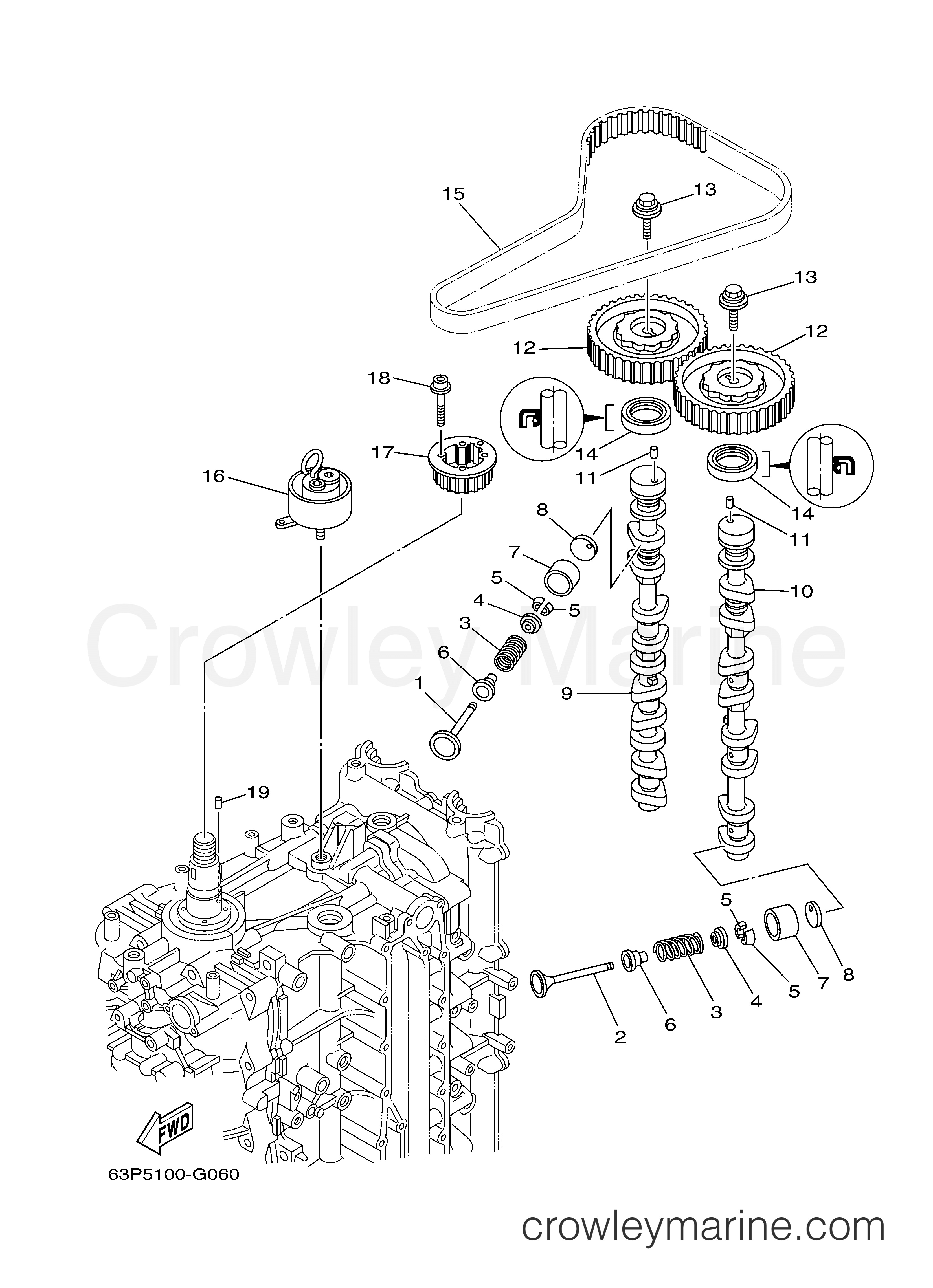 VALVE - 2007 Yamaha Outboard 150hp F150TXR | Crowley Marine