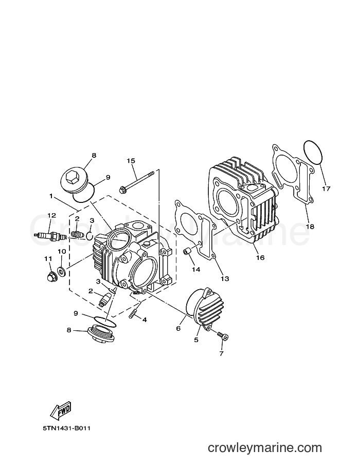 2018 Scooter T110LE - T110LE (B6A5) [010] - CYLINDER HEAD