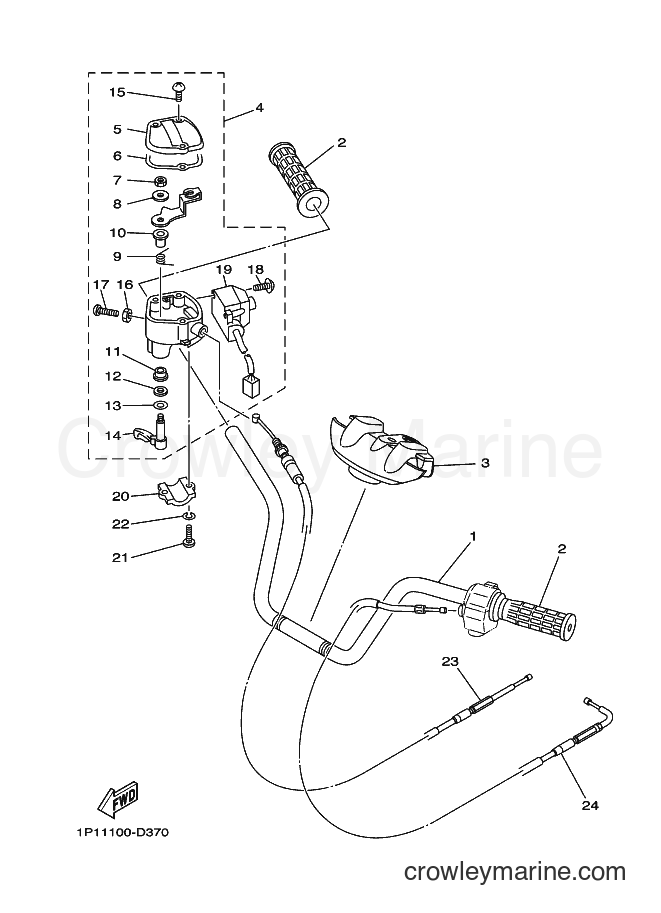 Yamaha Motors YFM400FWAN (1P1A) [010] - STEERING HANDLE & CABLE