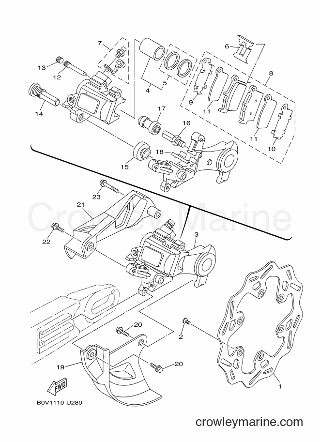 2019 Dirt Bike YZ125 - YZ125 (B0V2) [010] - REAR BRAKE CALIPER