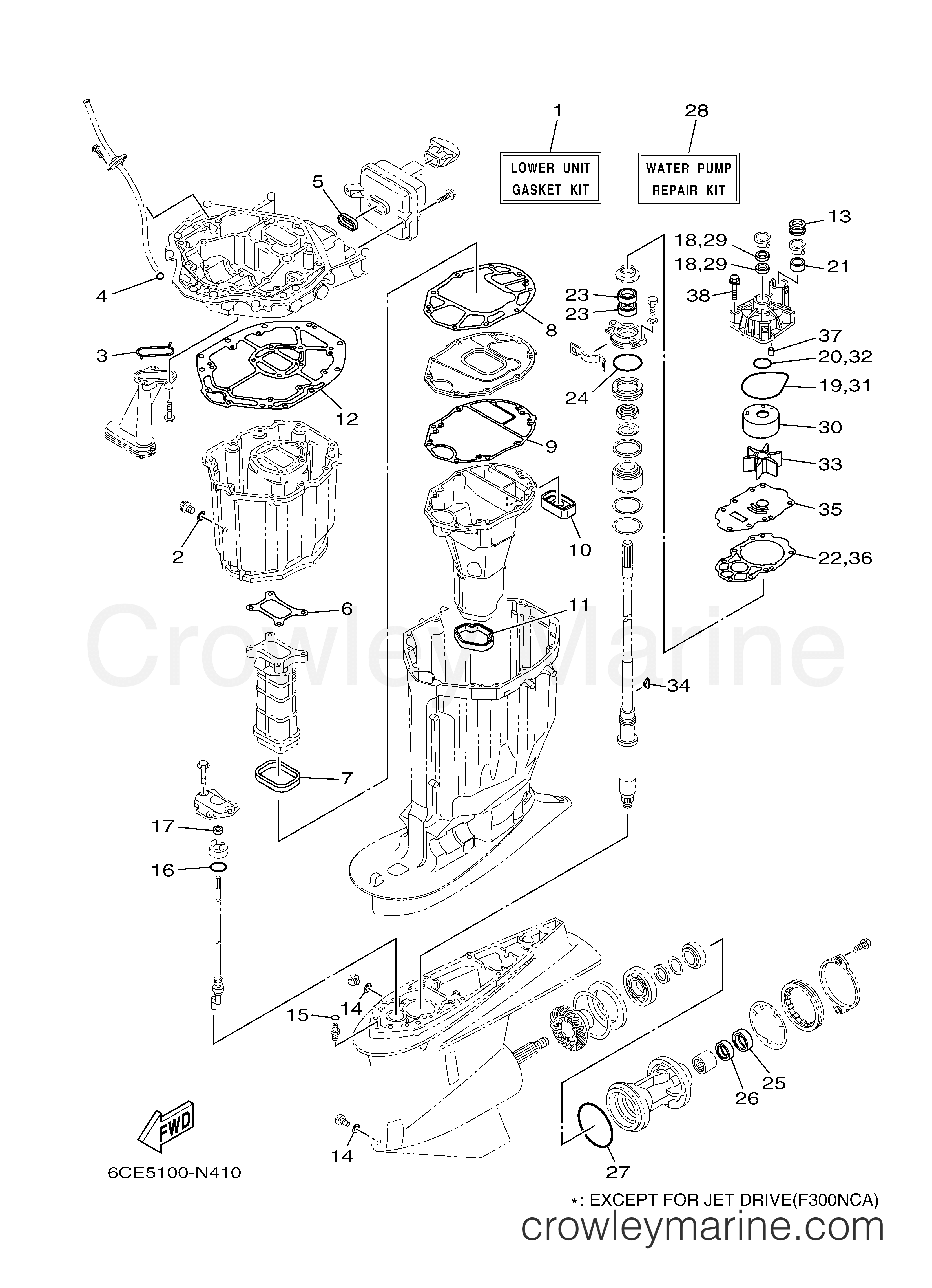 REPAIR KIT 2 2014 Yamaha Outboard 300hp F300XCA Crowley Marine