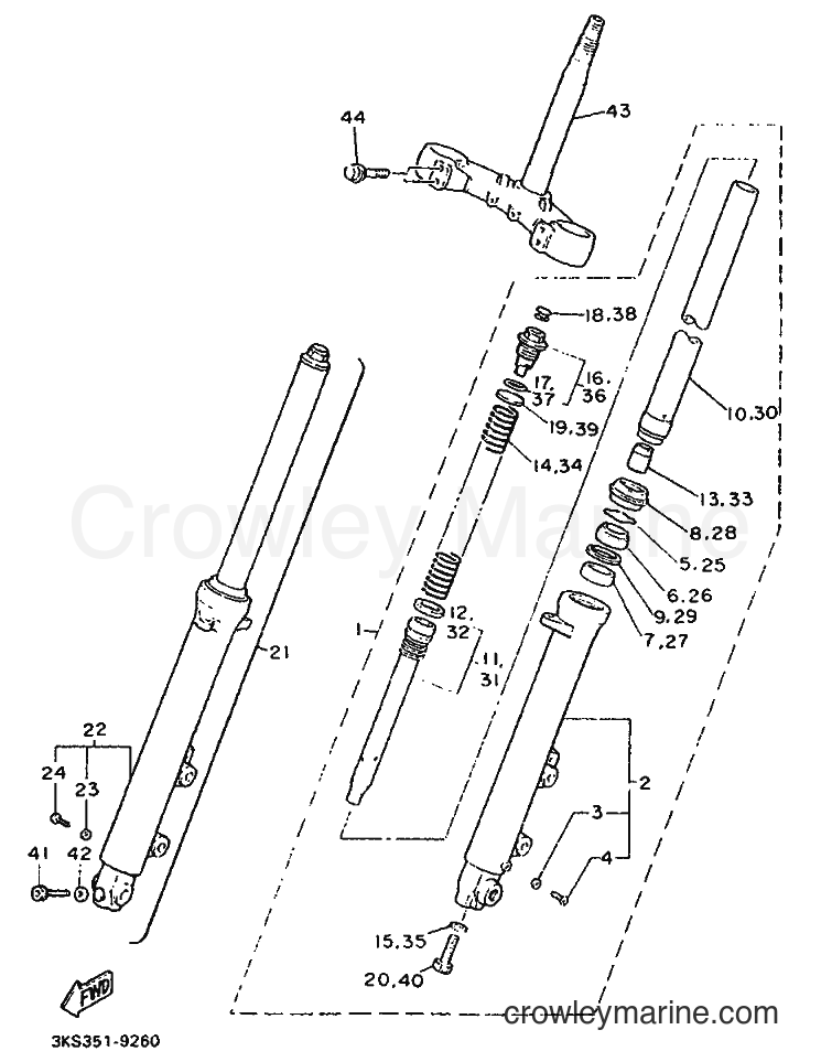 1990 Sport Bike FZ750 - FZ750 (3KT2) [999] - FRONT FORK