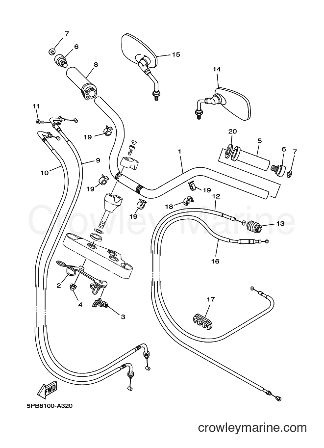 Yamaha Motors XVS1100 (5PBB) [030] - STEERING HANDLE & CABLE