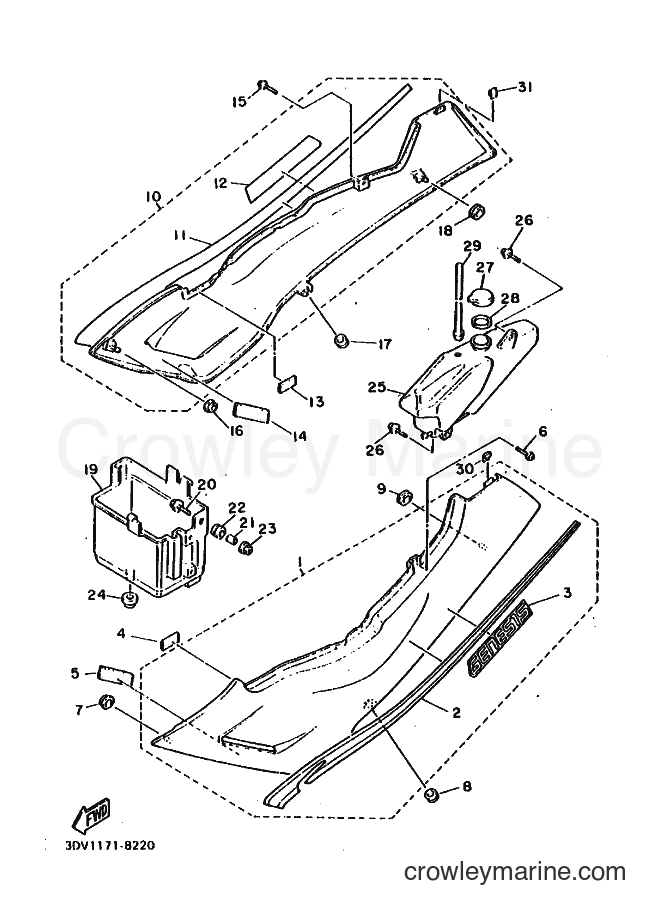 Yamaha Motors FZR1000 (3DV1) [010] - SIDE COVER