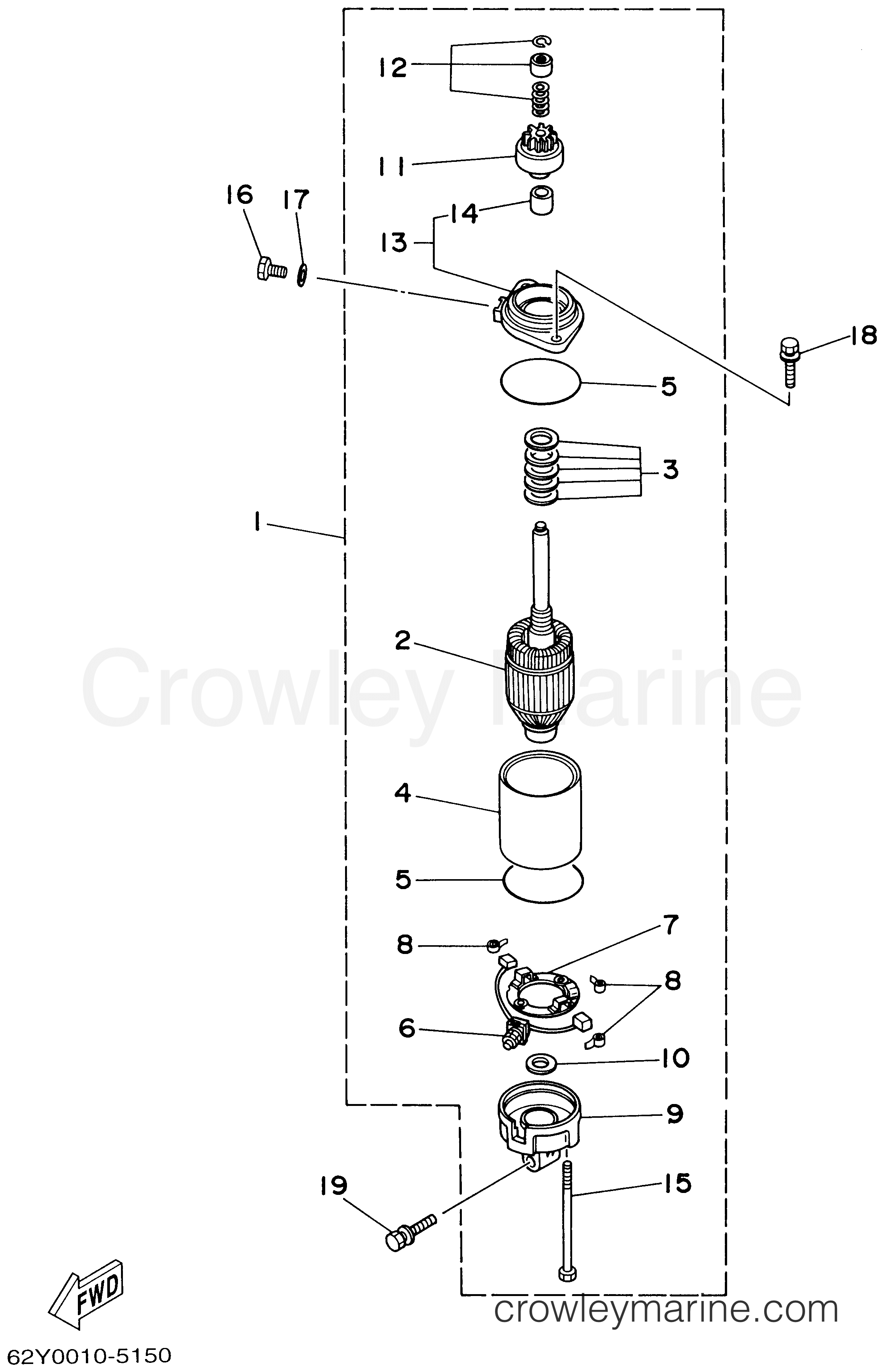 STARTING MOTOR 2002 Yamaha Outboard 50hp T50TLRA Crowley Marine