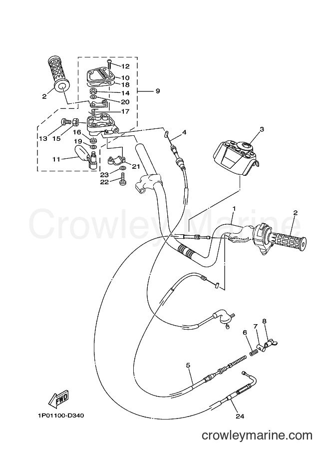 2009 ATV YFM250 - YFM250 (1P0J) [010] - STEERING HANDLE & CABLE