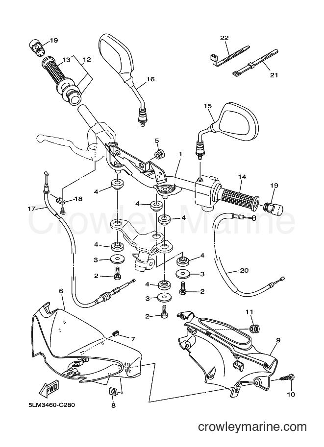 Yamaha Motors T105SE (5LM3) [010] - STEERING HANDLE & CABLE