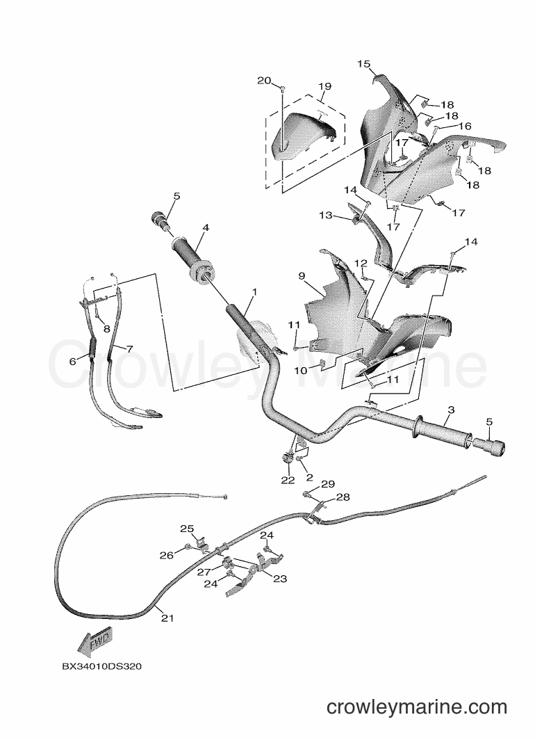 Yamaha Motors XP530-A (BX34) [010] - STEERING HANDLE & CABLE