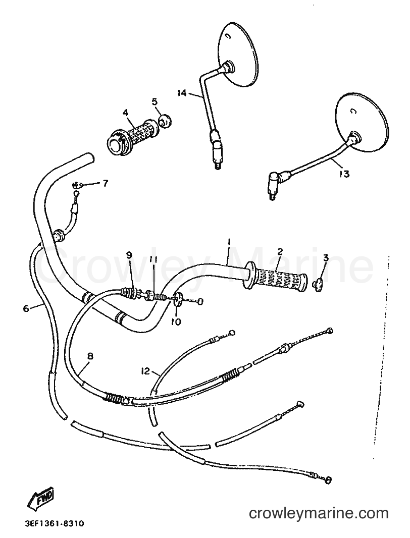 1988 Cruiser XV1100 - XV1100 (3EF1) [999] - STEERING HANDLE & CABLE