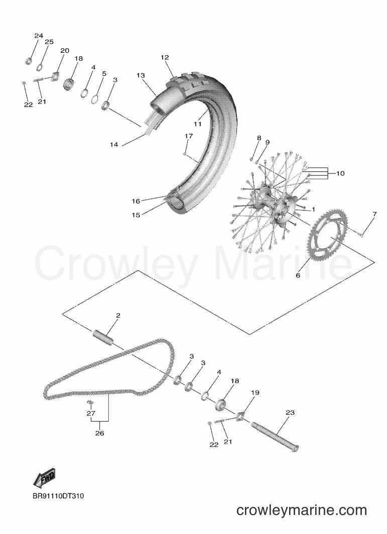2019 Dirt Bike YZ450F - YZ450F (BR95) [020] - REAR WHEEL