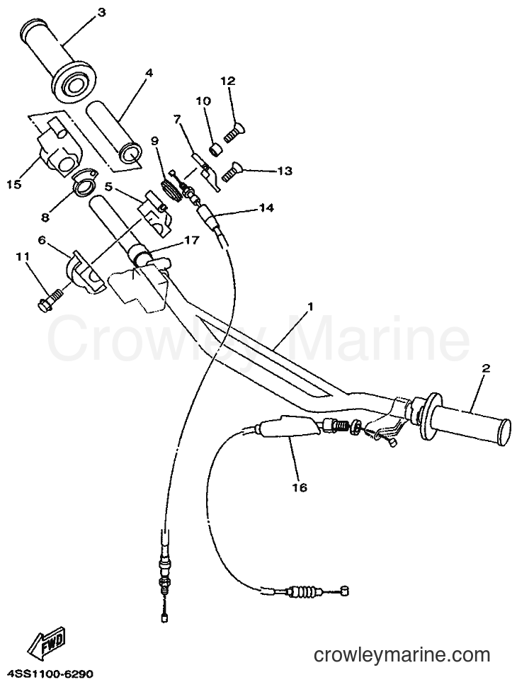 1996 Dirt Bike YZ125 - YZ125 (4SS2) [020] - STEERING HANDLE & CABLE