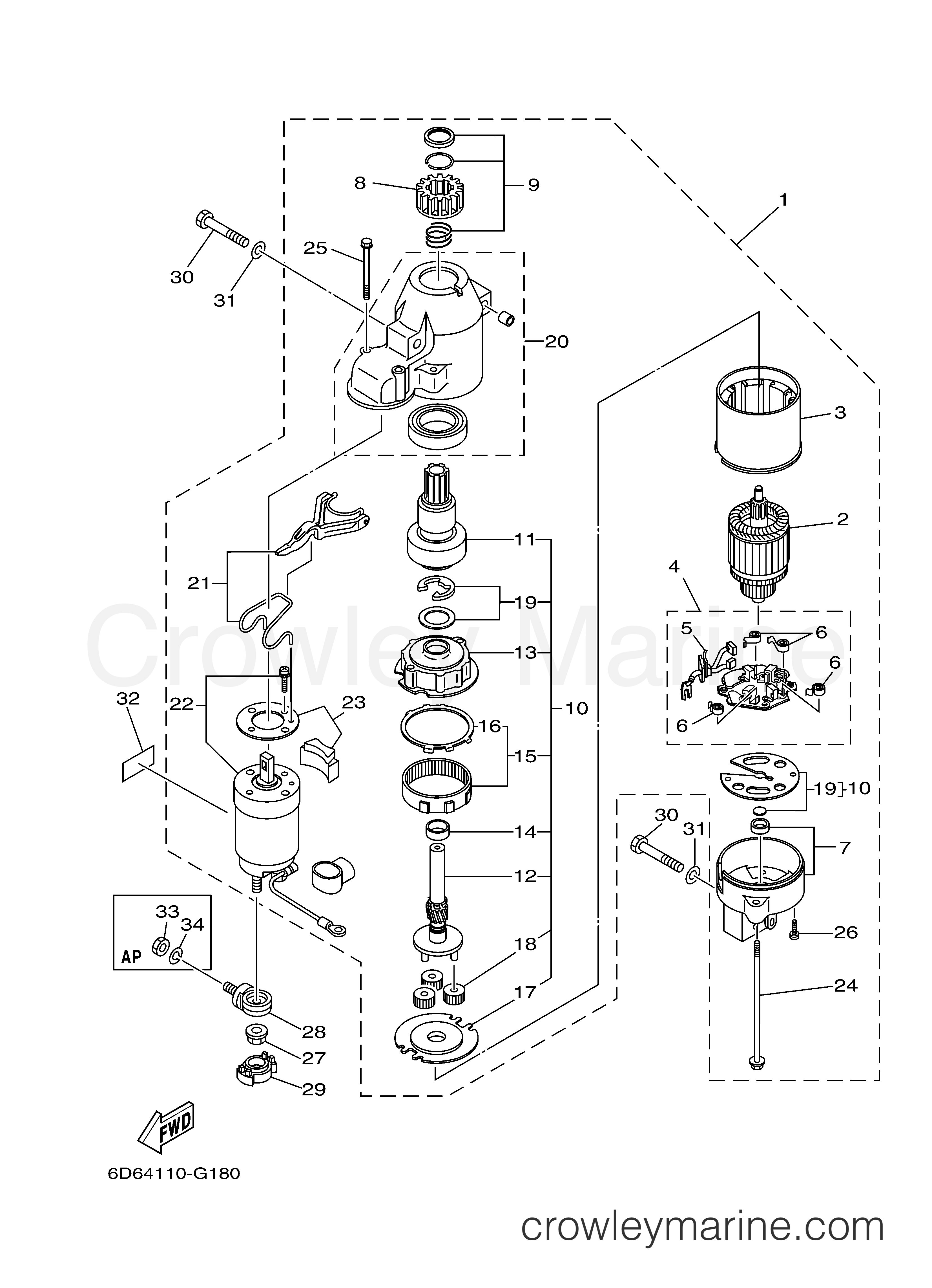 STARTING MOTOR 2007 Outboard 90hp F90TLR Crowley Marine
