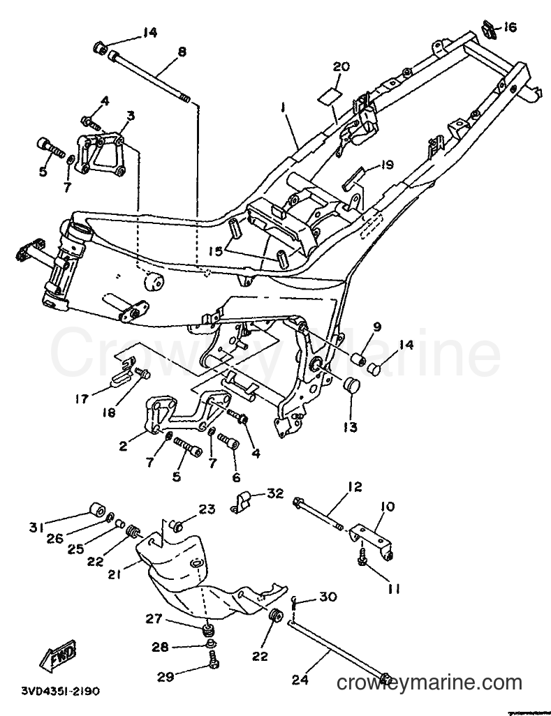 1992 Street Bike TDM850 - TDM850 (4CF2) [999] - FRAME