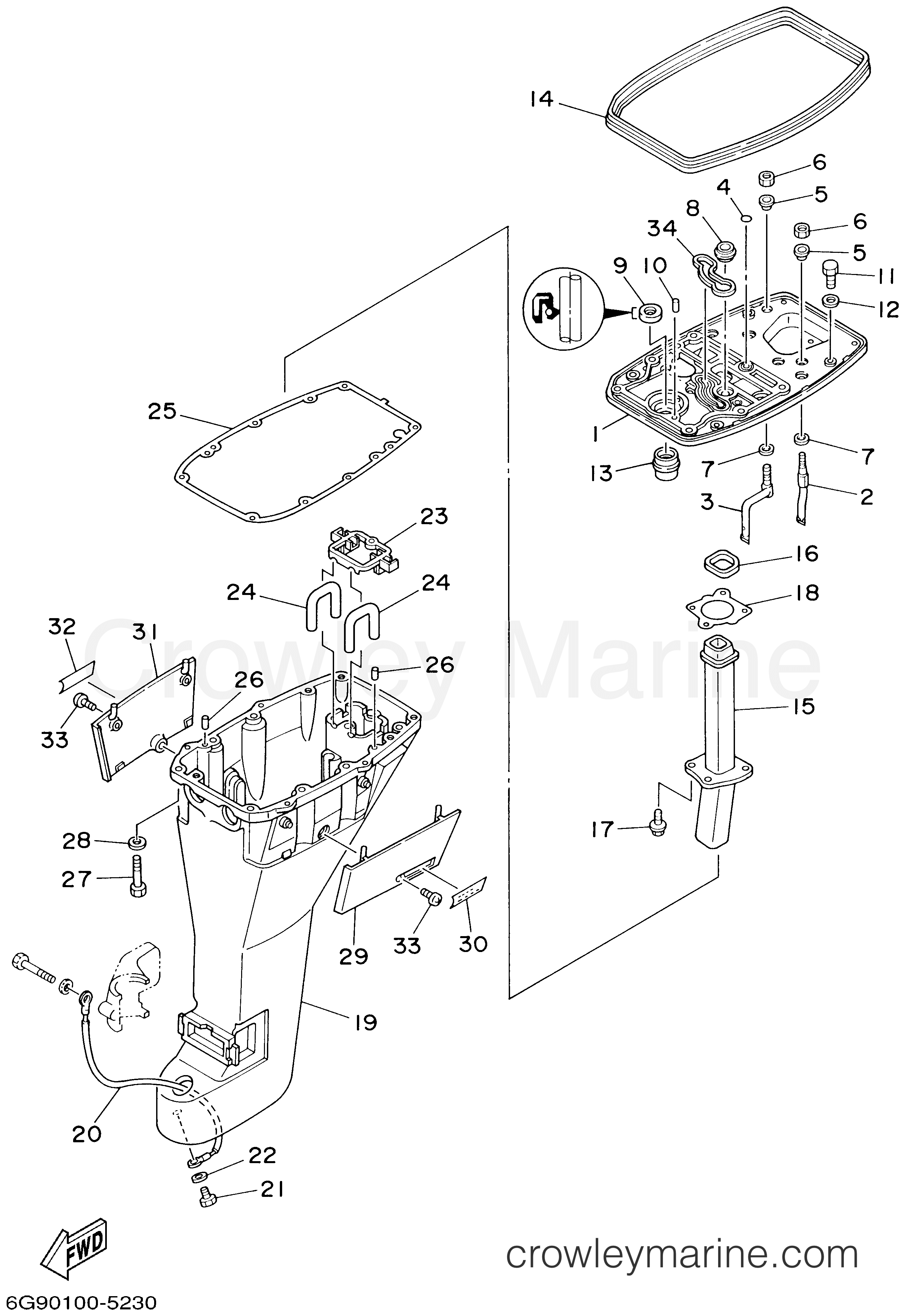 Yamaha Motors F9.9MSHA - UPPER CASING