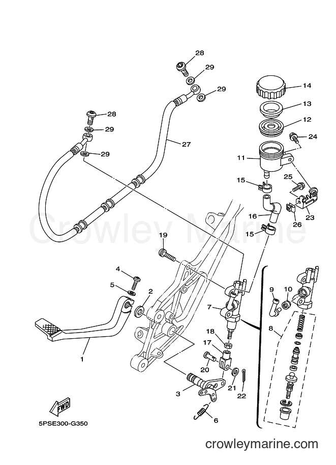 2008 Street Bike TDM900 - TDM900 (5PSE) [010] - REAR MASTER CYLINDER
