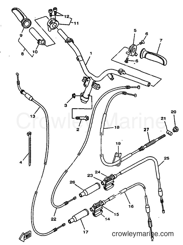 Yamaha Motors YN50 (5BW1) [010] - STEERING HANDLE & CABLE