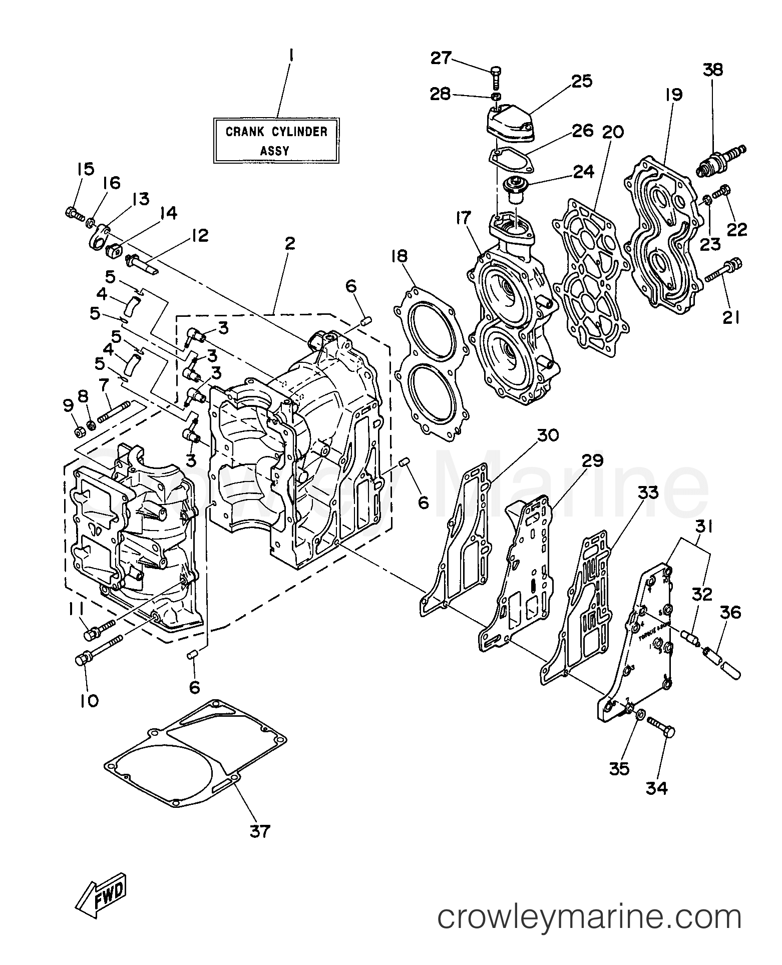 Yamaha Motors 25ELRW - CYLINDER CRANKCASE