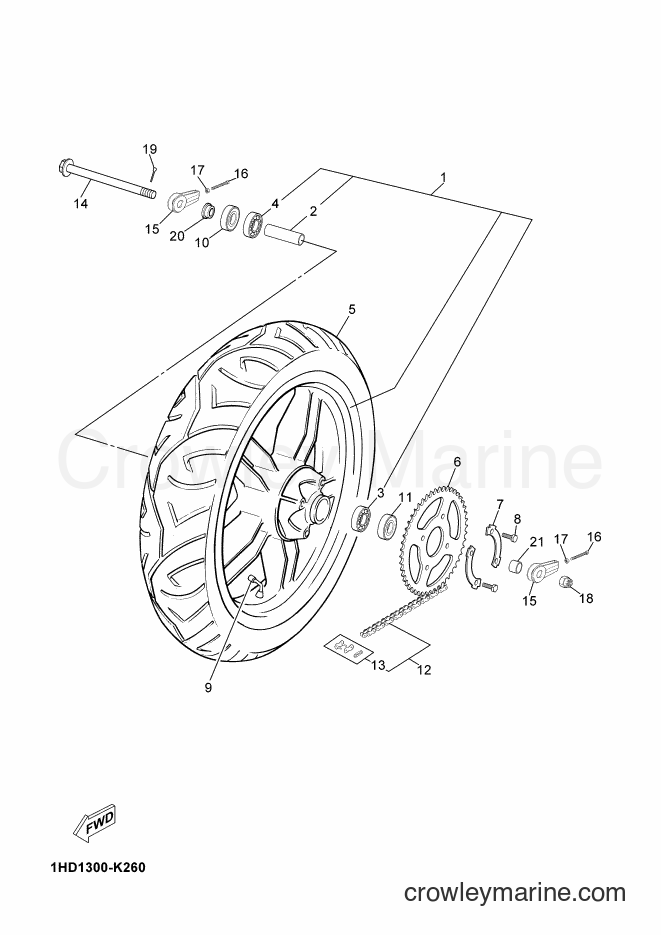 2012 Scooter TZR50 - TZR50 (2AS3) [030] - REAR WHEEL