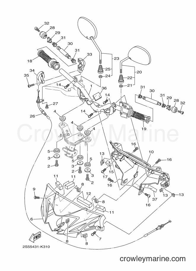 Yamaha Motors T135F (2S5A) [010] - STEERING HANDLE & CABLE