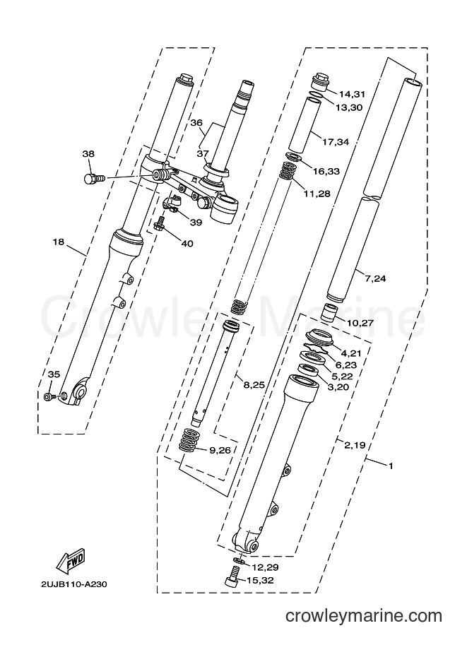 Yamaha Motors XV250 (2UJD) [010] - FRONT FORK