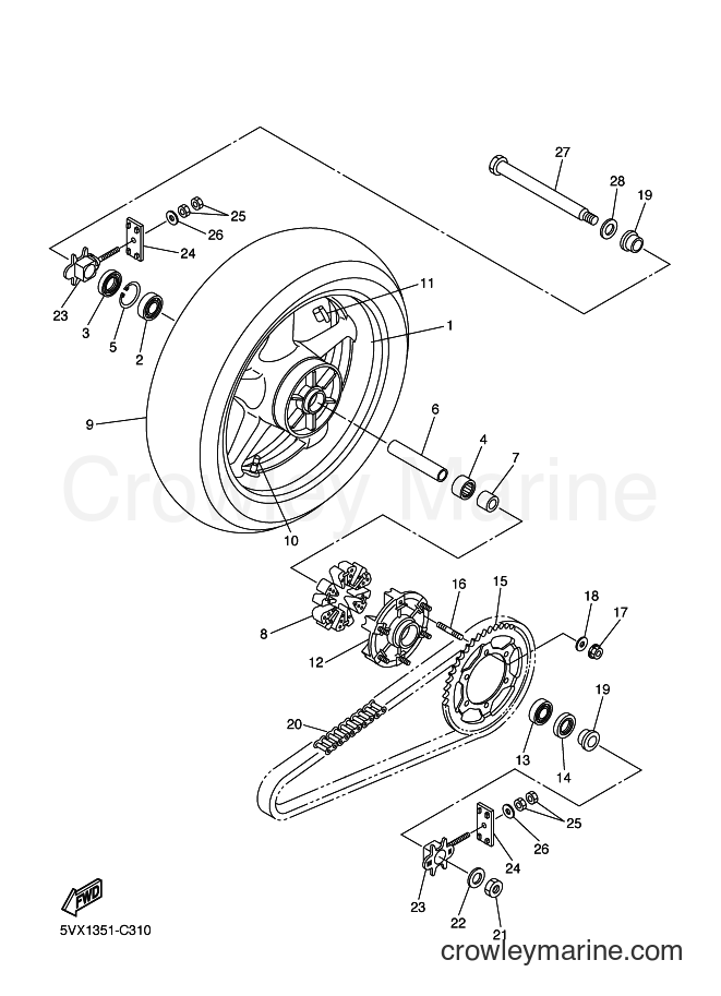 2004 Street Bike FZ6-S - FZ6-S (5VX1) [080] - REAR WHEEL
