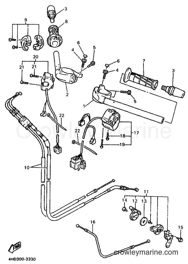 1997 Sport Bike YZF750R - YZF750R (4HY5) [010] - STEERING HANDLE & CABLE