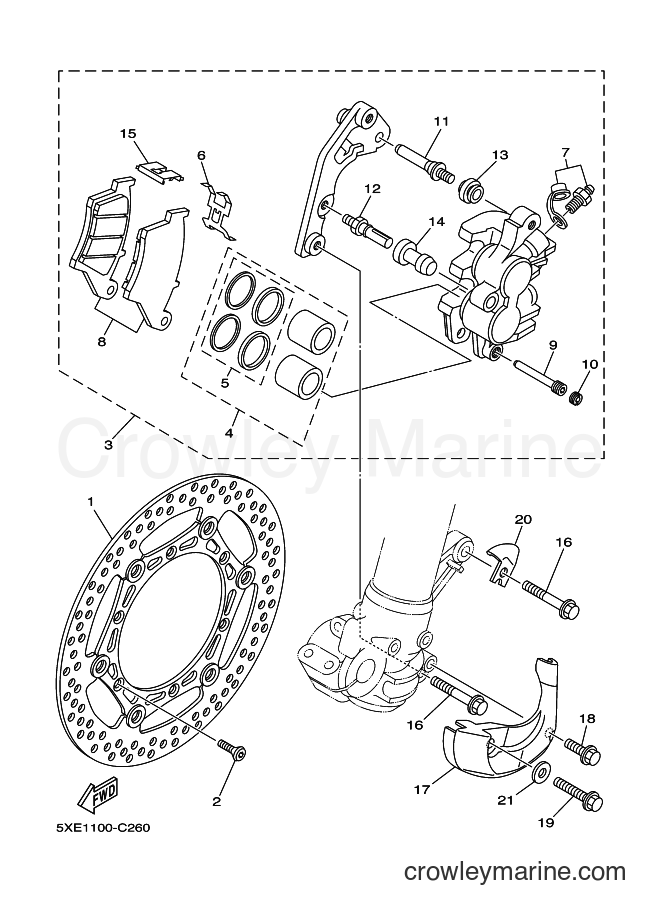 2004 Dirt Bike YZ125 - YZ125 (5XE2) [010] - FRONT BRAKE CALIPER