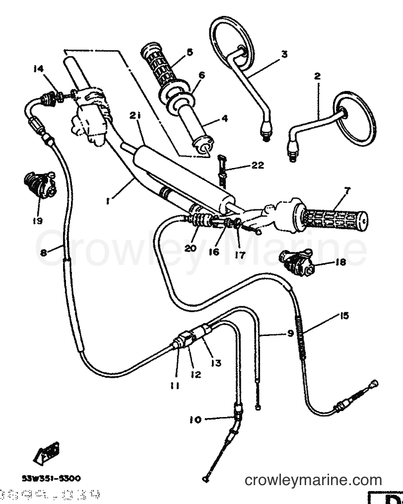 1986 Scooter DT80LC - DT80LC (53W) [999] - STEERING HANDLE & CABLE