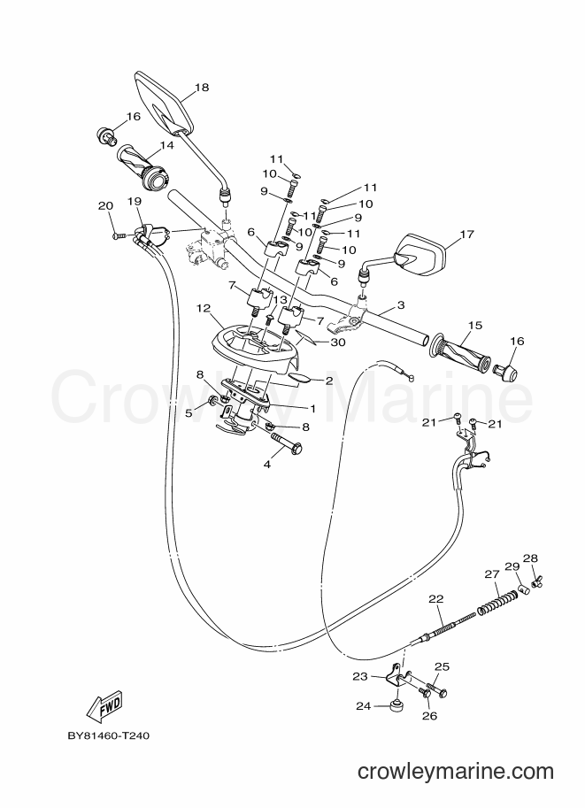 2018 Scooter LNX125-R - LNX125-R (BY82) [010] - STEERING HANDLE & CABLE