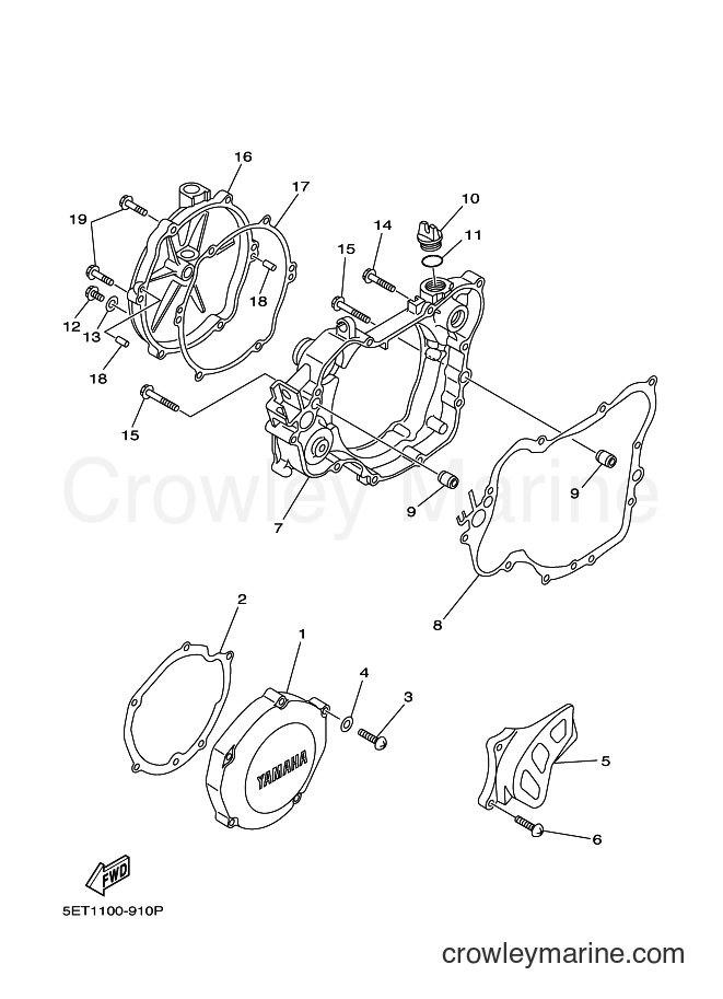Yamaha Motors YZ125 (5MV3) [010] - CRANKCASE COVER 1