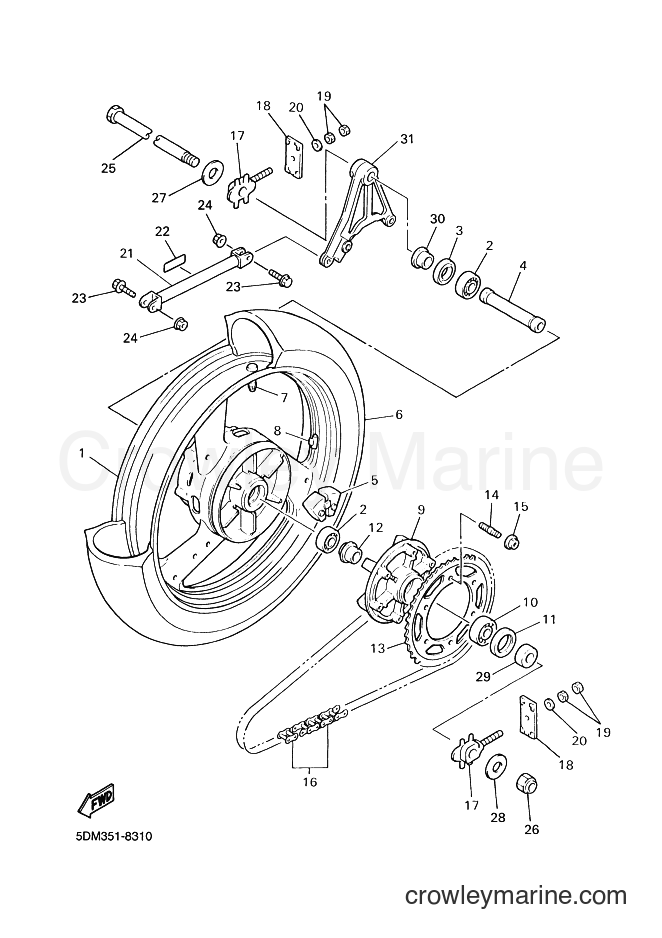 2000 Street Bike FZS600 - FZS600 (5DM7) [080] - REAR WHEEL