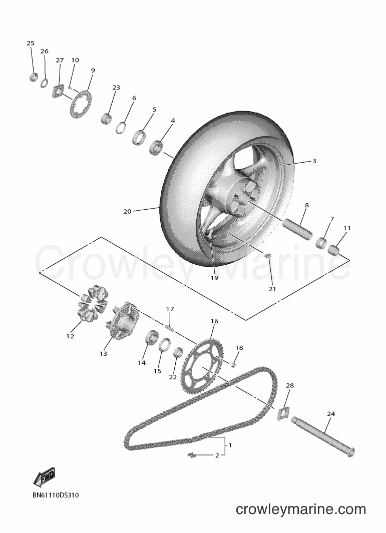 Yamaha Motors YZF600 (BN64) [010] - REAR WHEEL