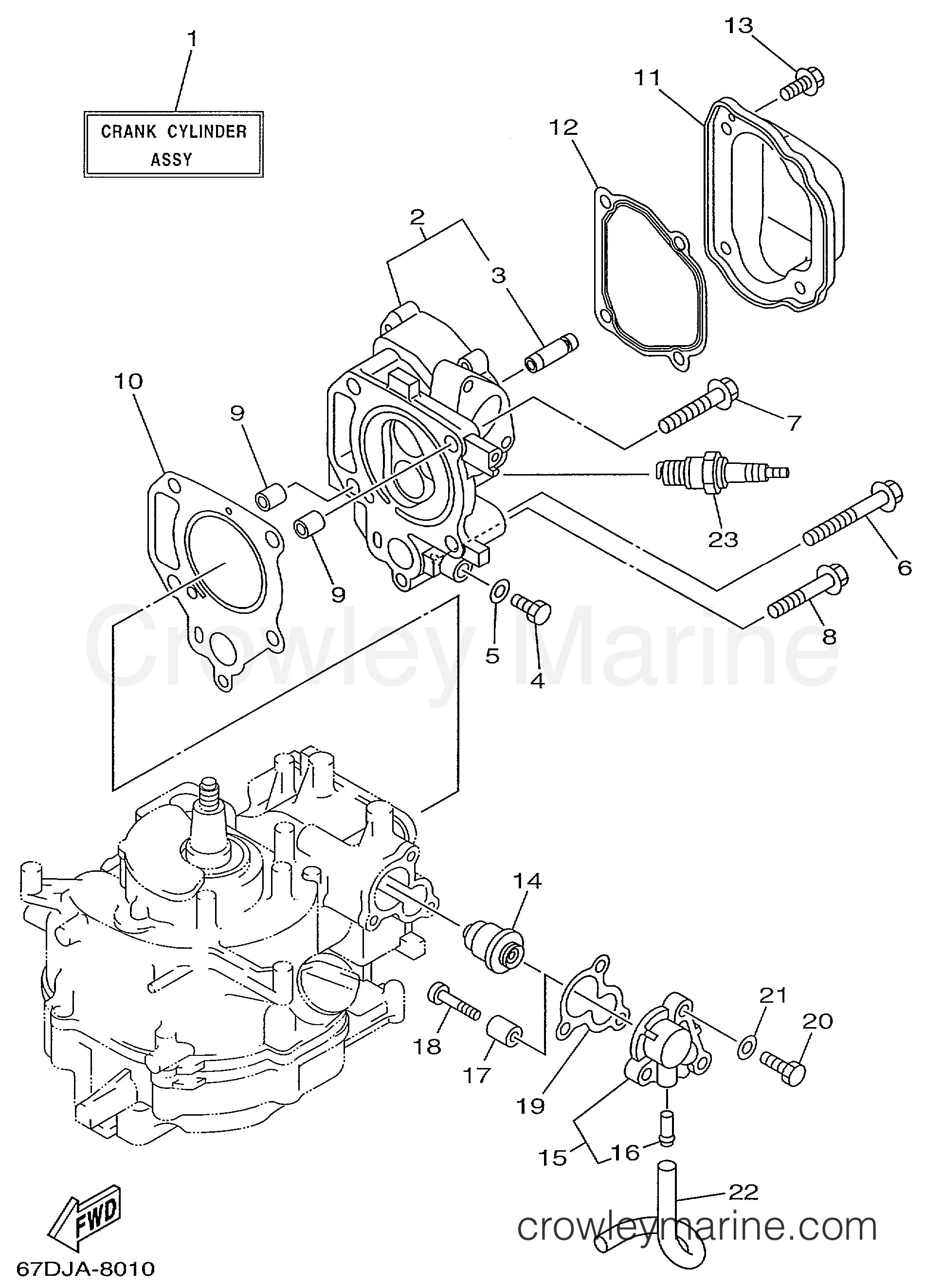 Yamaha Motors F4MLHX - CYLINDER CRANKCASE 1