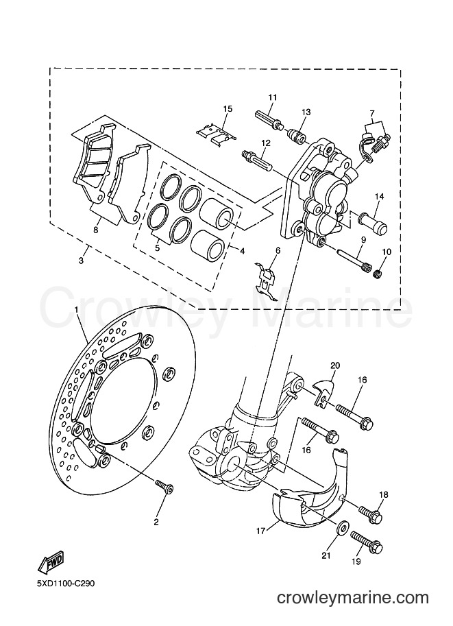 2004 Dirt Bike WR250F - WR250F (5UM6) [020] - FRONT BRAKE CALIPER