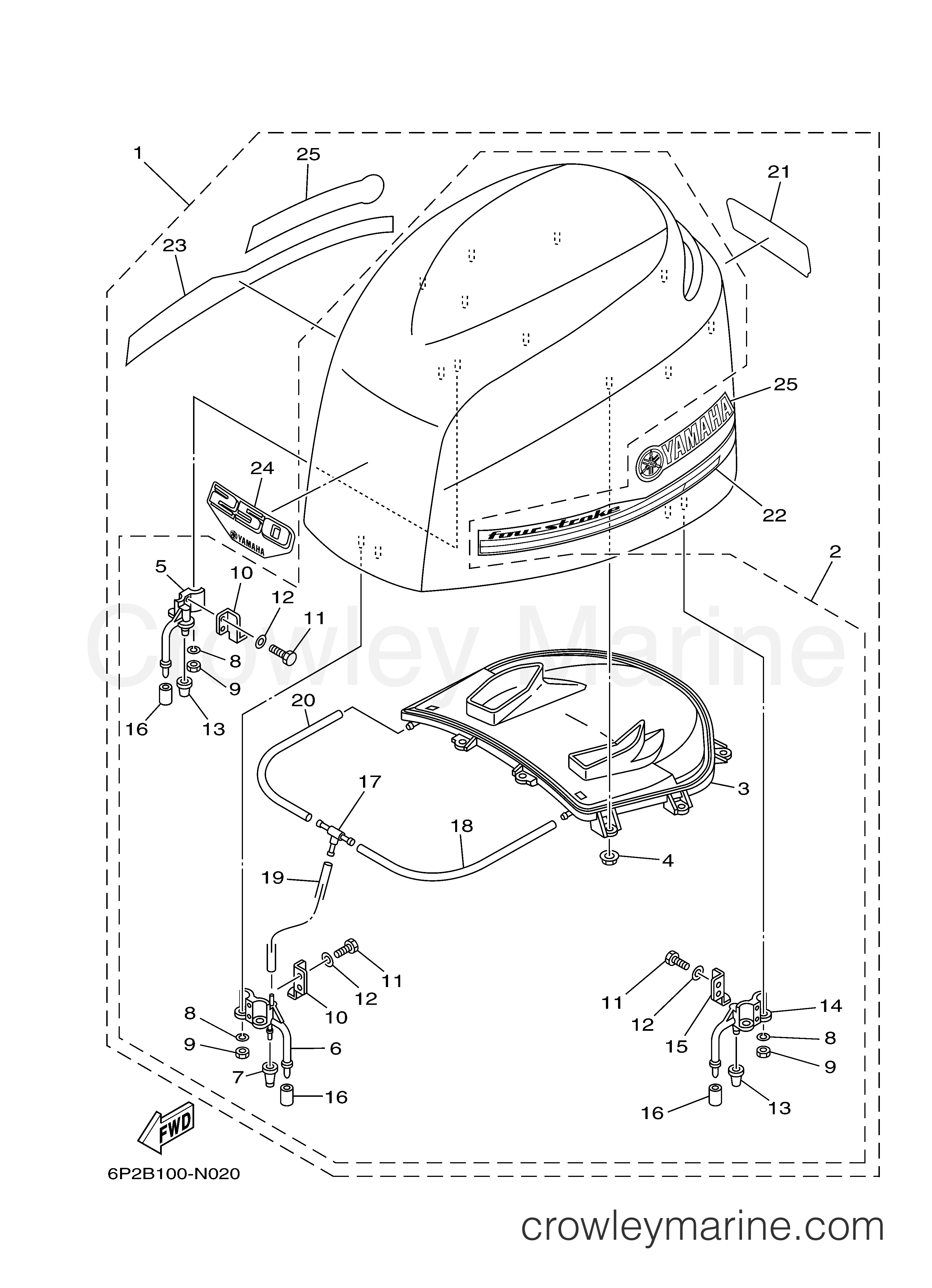 Yamaha Motors F250XA - TOP COWLING