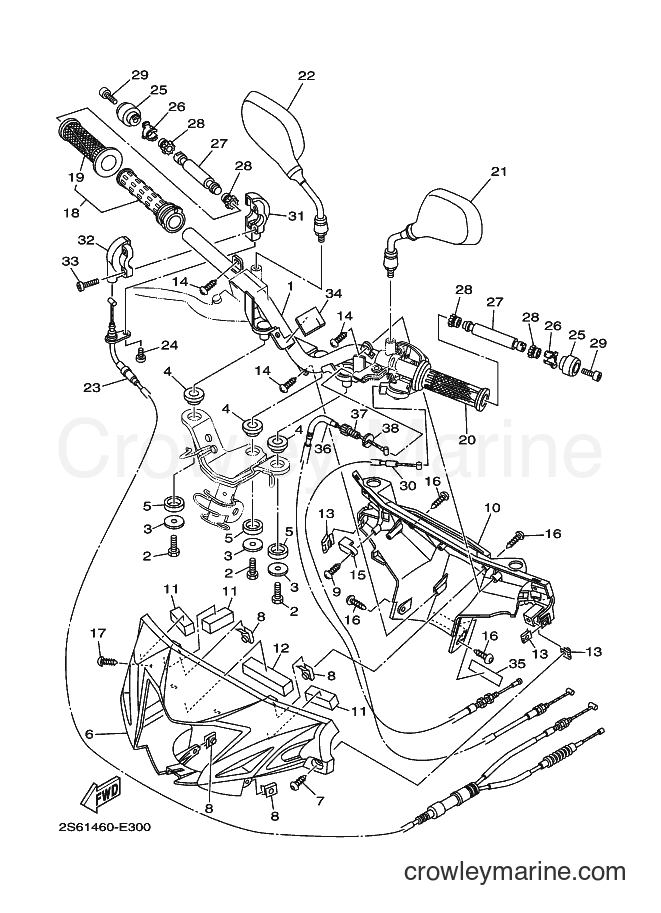 2006 Scooter T135HC - T135HC (2S61) [010] - STEERING HANDLE & CABLE