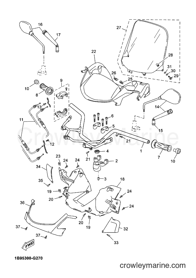 Yamaha Motors YP125R (1B97) [040] - STEERING HANDLE & CABLE