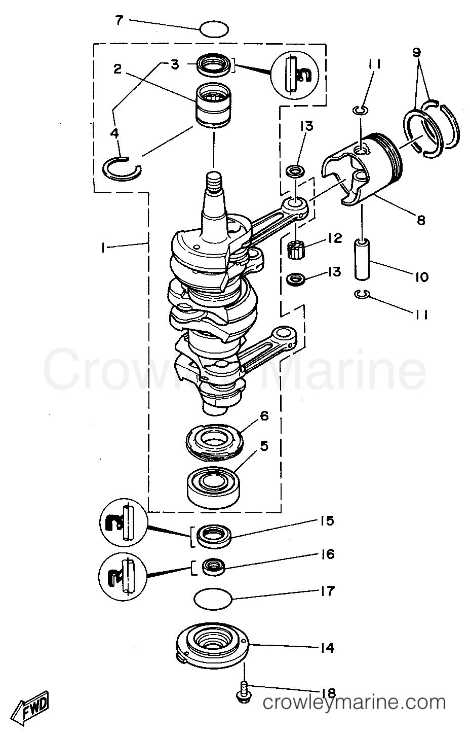 Yamaha Motors P60TLHT - CRANKSHAFT PISTON
