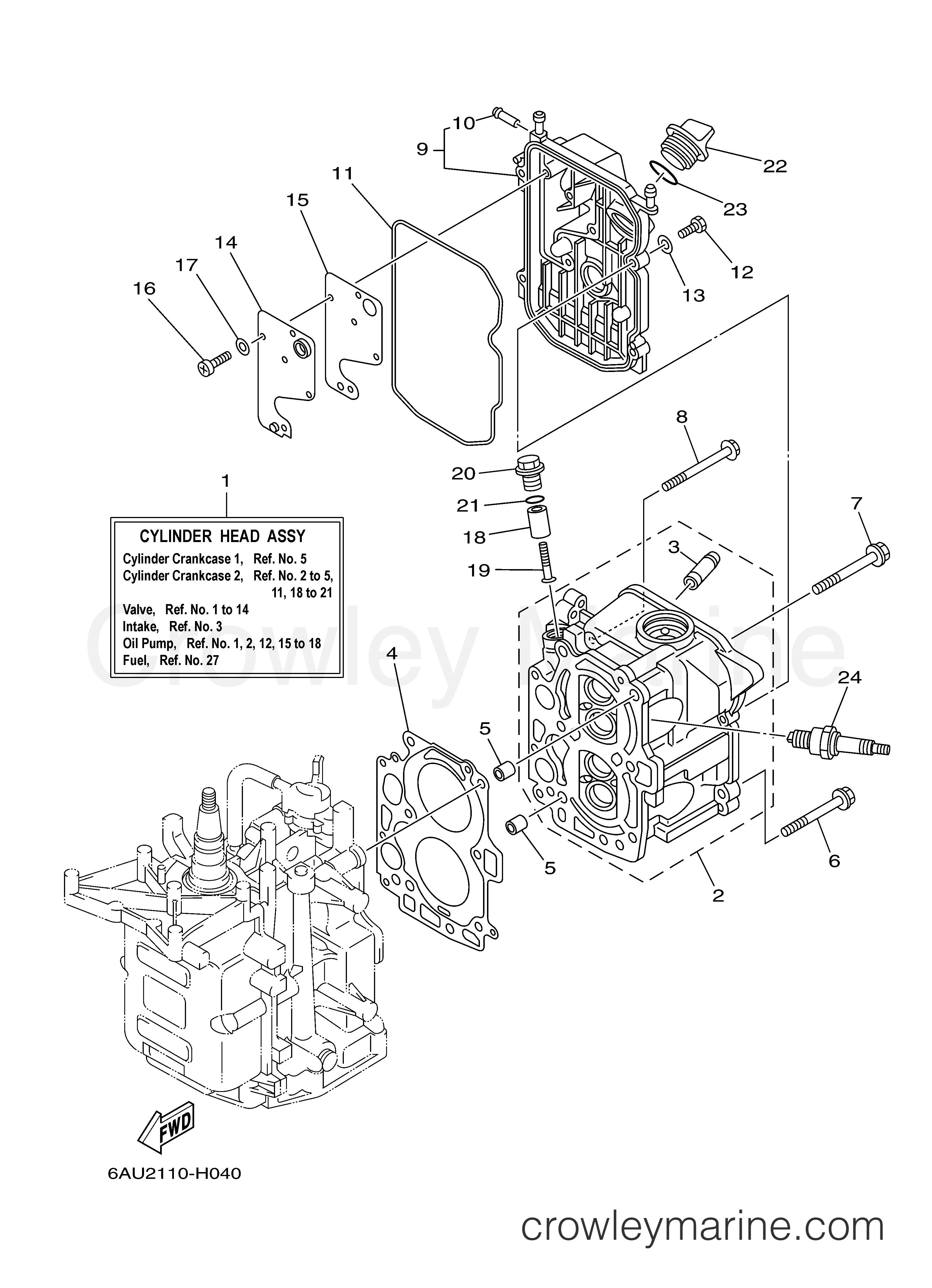 Yamaha Motors F9.9LEA - CYLINDER CRANKCASE 2