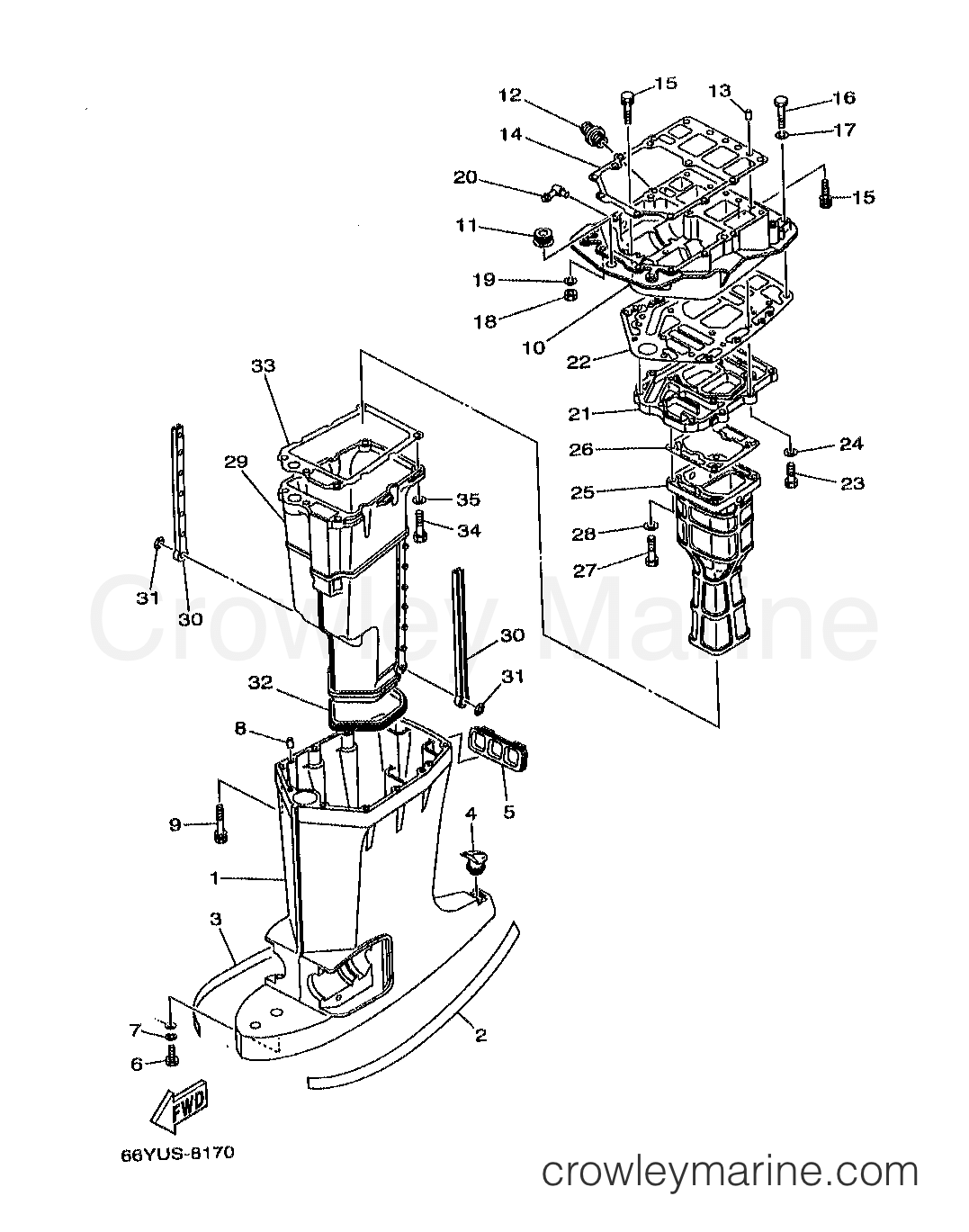 Yamaha Motors B115TLRX - UPPER CASING