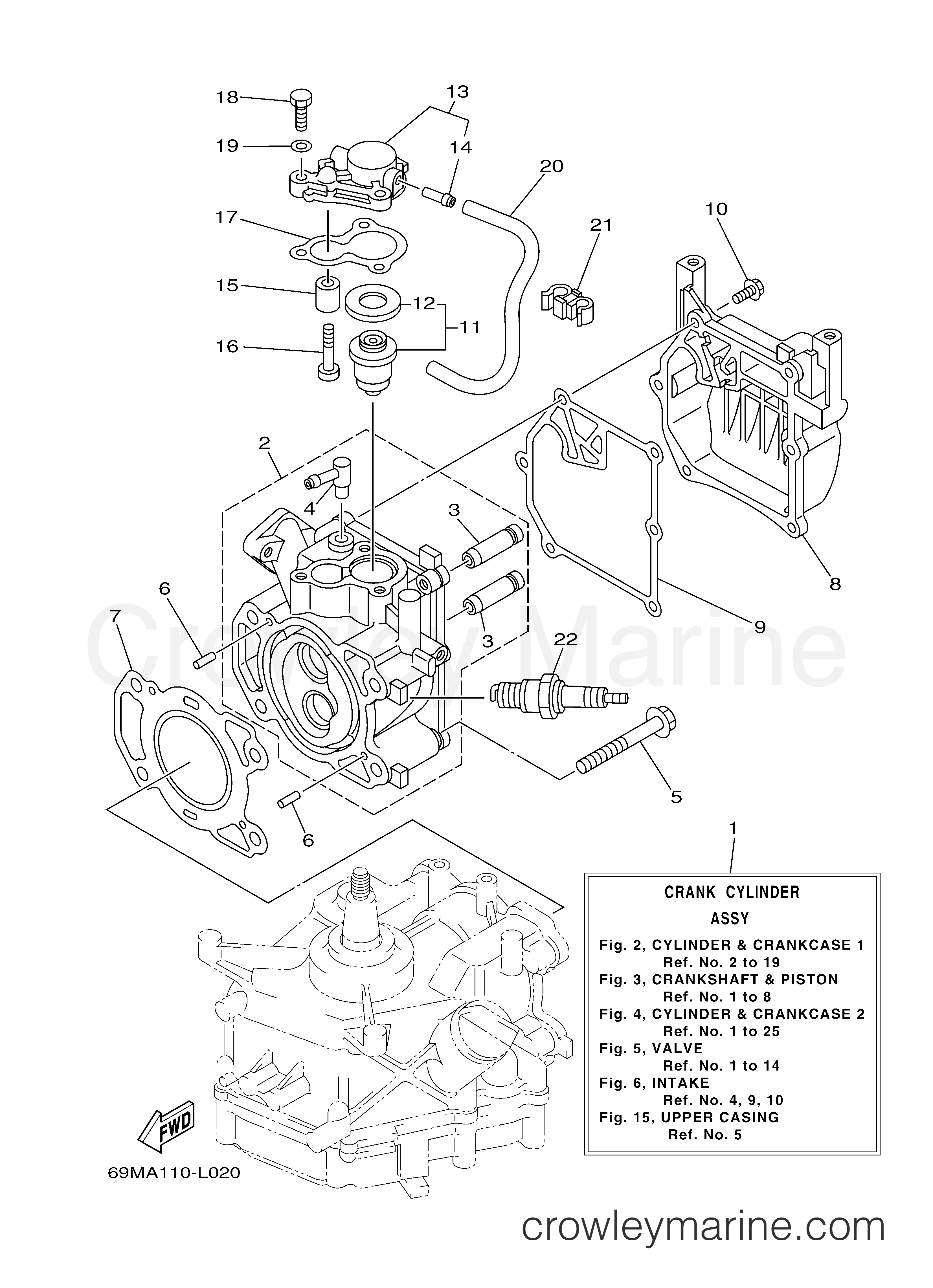 Yamaha Motors F2.5SMHA - CYLINDER CRANKCASE 1