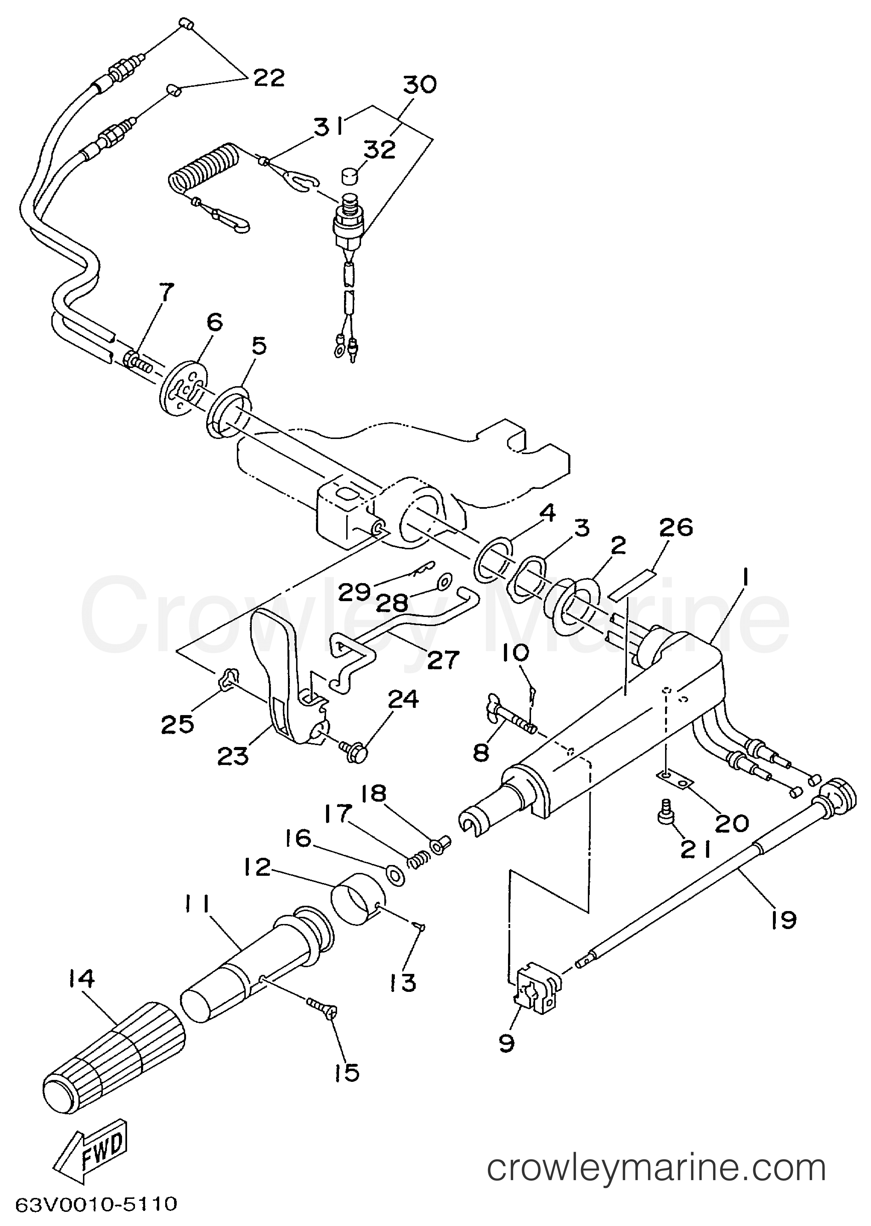 STEERING 1999 Yamaha Outboard 15hp 15MSHX Crowley Marine