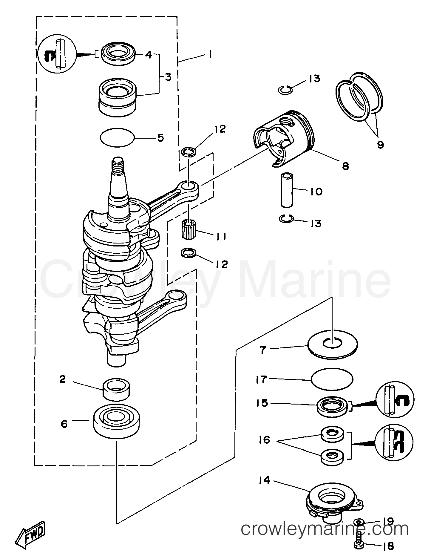Yamaha Motors 25MLHV3 - CRANKSHAFT PISTON