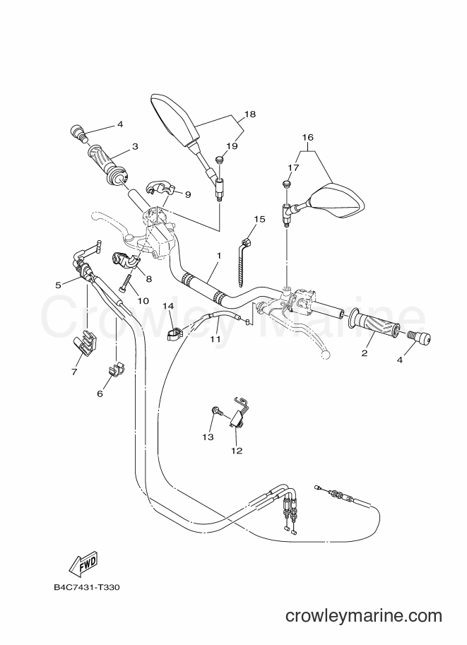 2018 Street Bike MT-07A - MT-07A (B4C6) [010] - STEERING HANDLE & CABLE