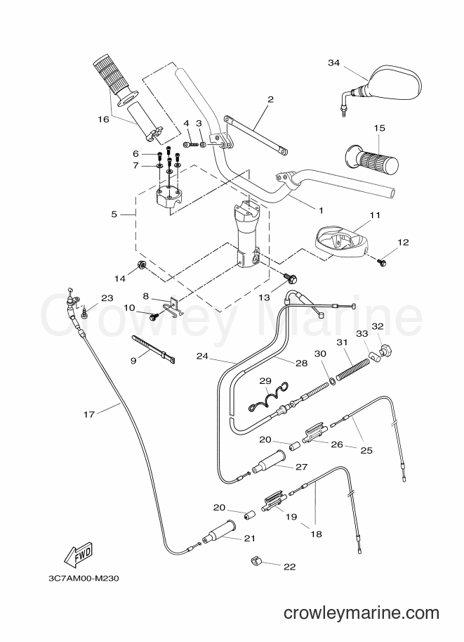 Yamaha Motors EW50N (1S0C) [050] - STEERING HANDLE & CABLE