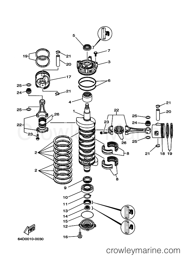 Yamaha Motors 200F (64E) [070] - CRANKSHAFT & PISTON