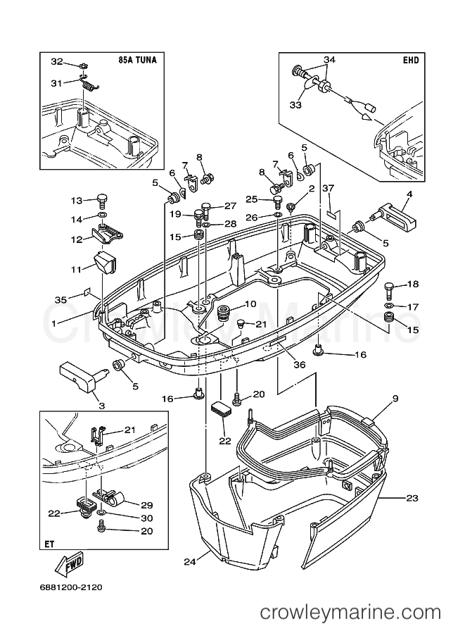 Yamaha Motors 85AED (6883) [370] - BOTTOM COWLING