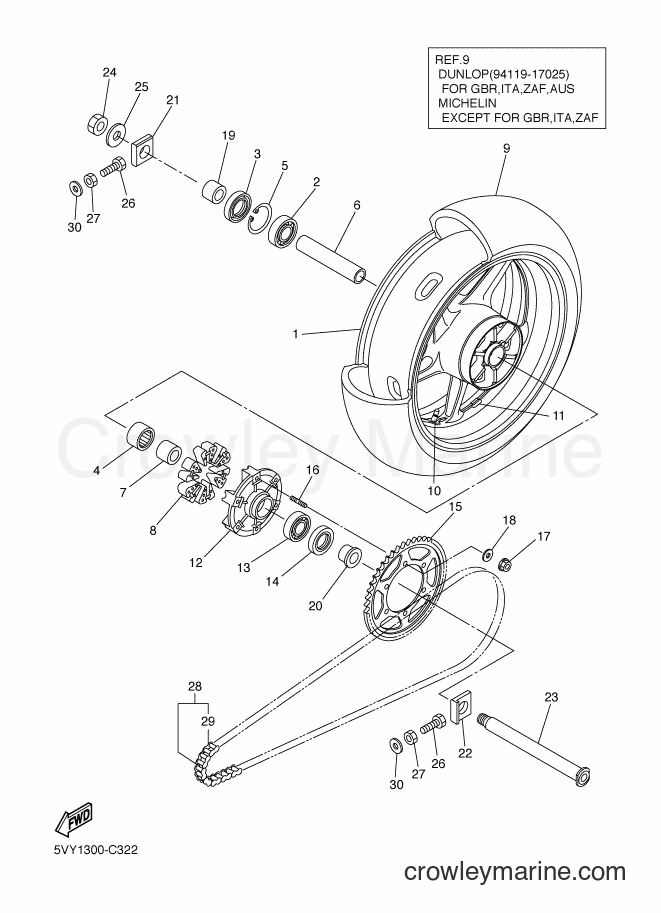 Yamaha Motors YZF-R1 (5VY1) [080] - REAR WHEEL